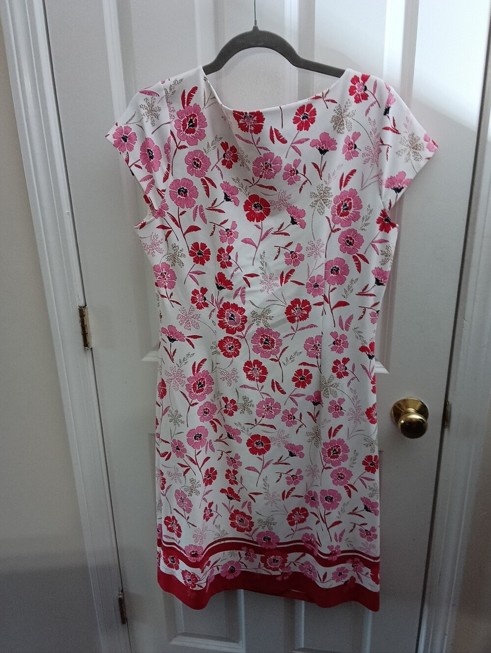 TALBOTS Floral Pink & White Cap-Sleeve Shift Dress SIZE LARGE - Picture 6 of 10